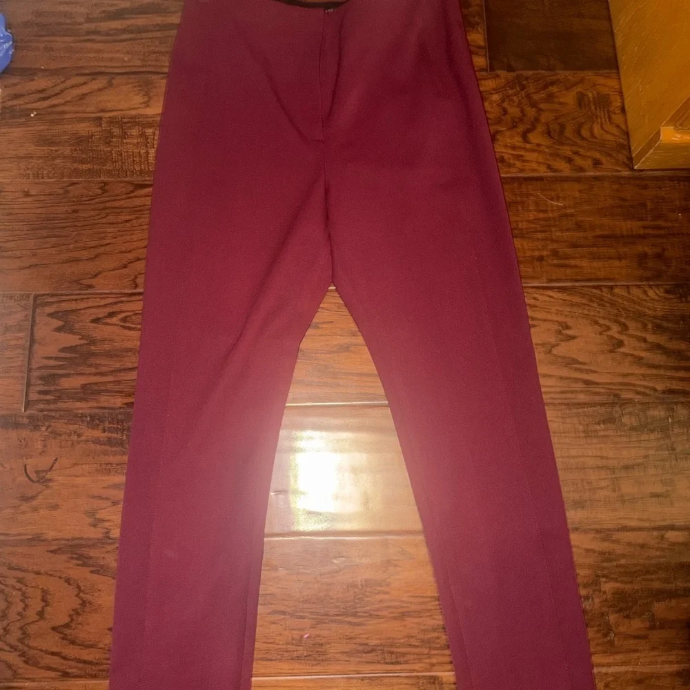 NWT High-Rise Slim Petite Ann Taylor Straight Pants in Deep Burgundy​ - Picture 8 of 8